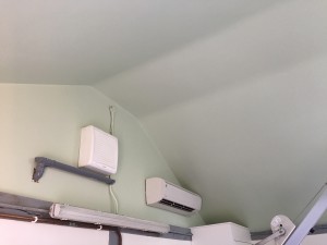 Freshly painted ceiling in pale green